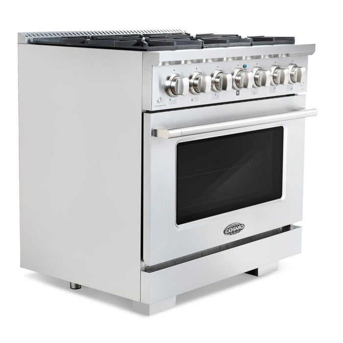 Cosmo Commercial 36" 4.5 cu. ft. Gas Range with 6 Italian Burners and Heavy Duty Cast Iron Grates in Stainless Steel
, COS-GRP366