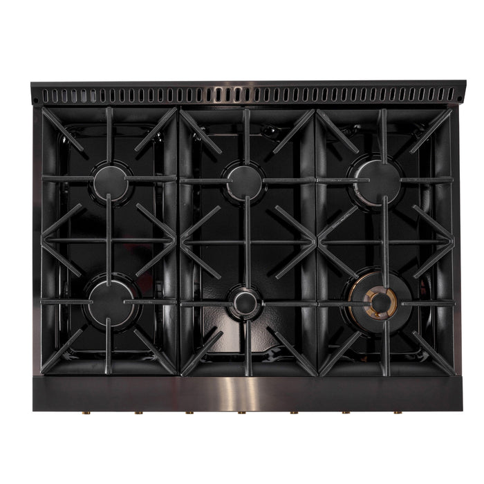 Kucht Gemstone Professional 36" 5.2 cu. ft. Natural Gas Range in Titanium Stainless Steel with Gold Accents, KEG363