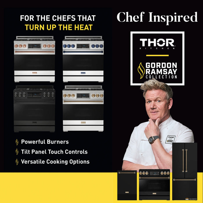 Thor Kitchen Gordon Ramsay Series 30-Inch Professional Electric Range with Tilt Panel Touch Control in Stainless Steel with Black Trim (RSE30-BLK)