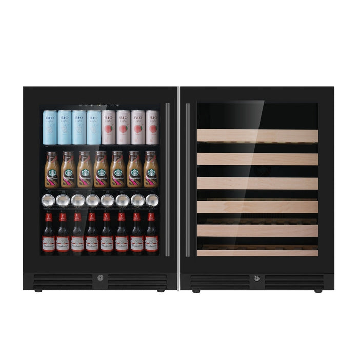 KingsBottle Ultimate Under-Bench Wine & Beverage Refrigerator Combo with Low-E Glass Door