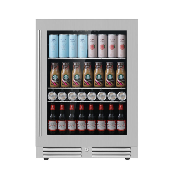 KingsBottle 24 Inch Under Counter LOW-E Glass Door Beer Fridge