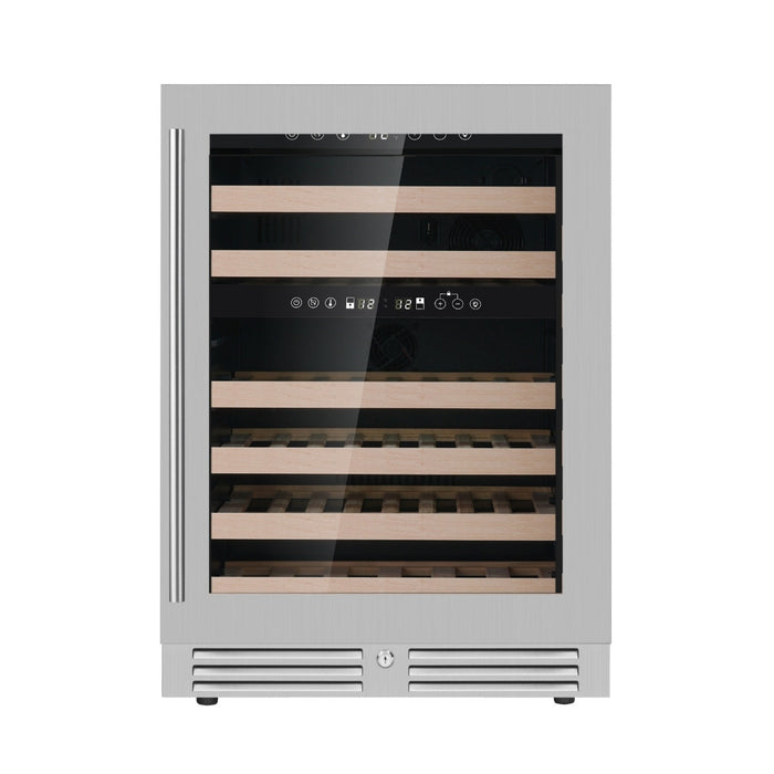 KingsBottle Dual Zone 24 Inch Under Counter LOW-E Glass Door Wine Cooler