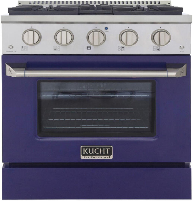 Kucht Professional 30 in. 4.2 cu ft. Natural Gas Range with Blue Door and Silver Knobs, KNG301-B