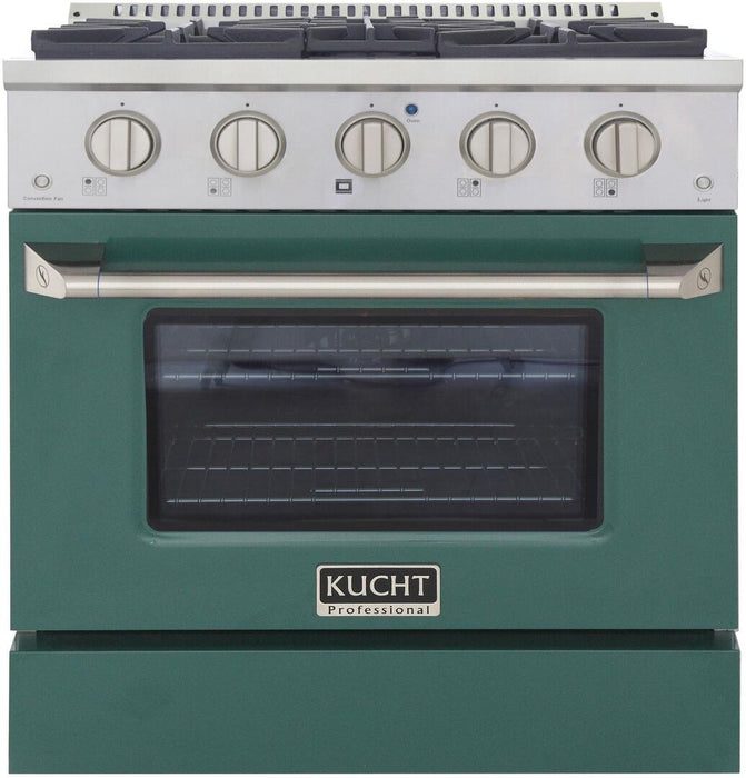 Kucht Professional 30 in. 4.2 cu ft. Propane Gas Range with Green Door and Silver Knobs, KNG301/LP-G