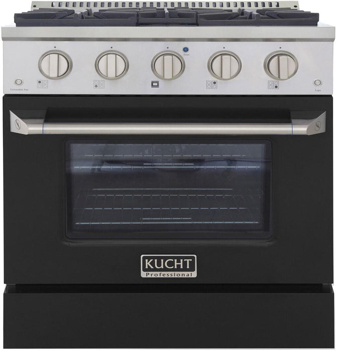 Kucht Professional 30 in. 4.2 cu ft. Natural Gas Range with Black Door and Silver Knobs, KNG301-K