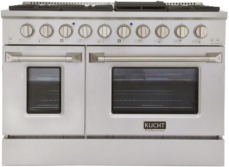 Kucht Professional 48 in. 6.7 cu ft. Natural Gas Range, Range Hood & Microwave Drawer Package, AP-KNG481-S-3