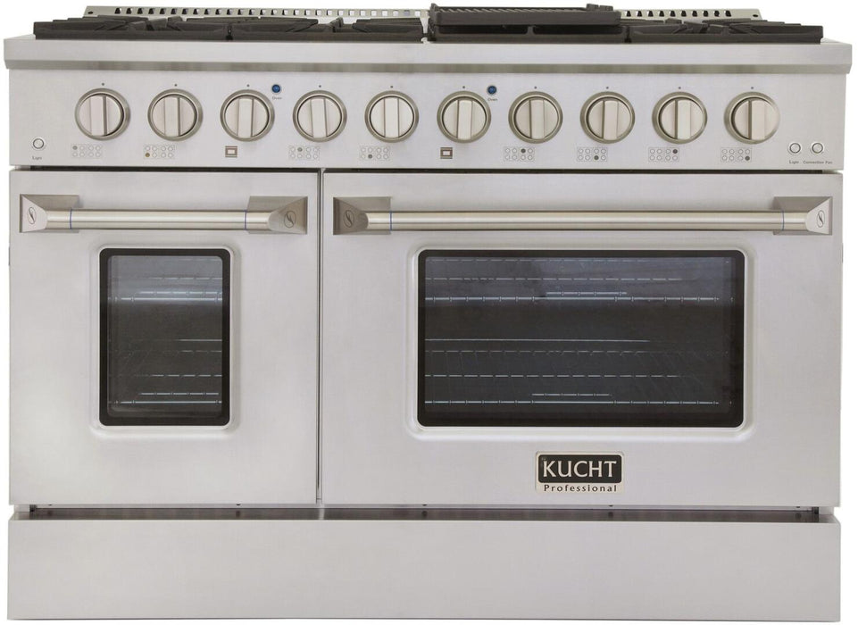 Kucht Professional 48 in. 6.7 cu ft. Propane Gas Range with Silver Knobs, KNG481/LP-S