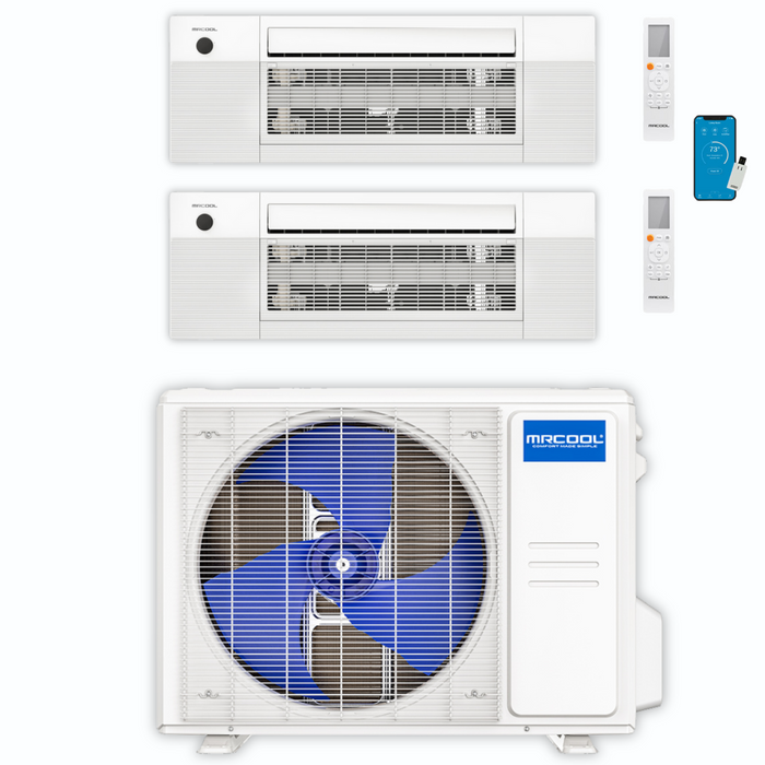 MRCOOL DIY Mini Split - 30,000 BTU 2 Zone Ceiling Cassette Ductless Air Conditioner and Heat Pump, DIY-BC-236HP1218