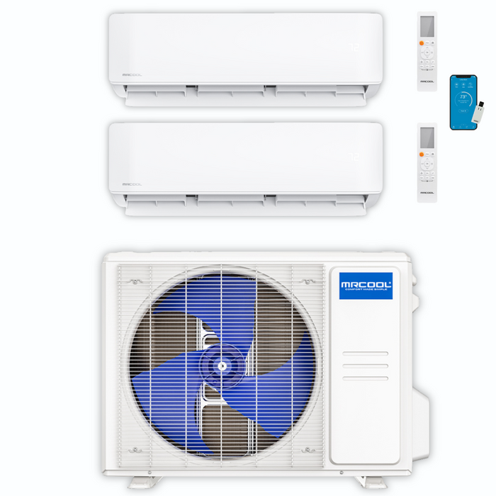 MRCOOL DIY Mini Split - 27,000 BTU 2 Zone Ductless Air Conditioner and Heat Pump, DIY-B-227HP0918