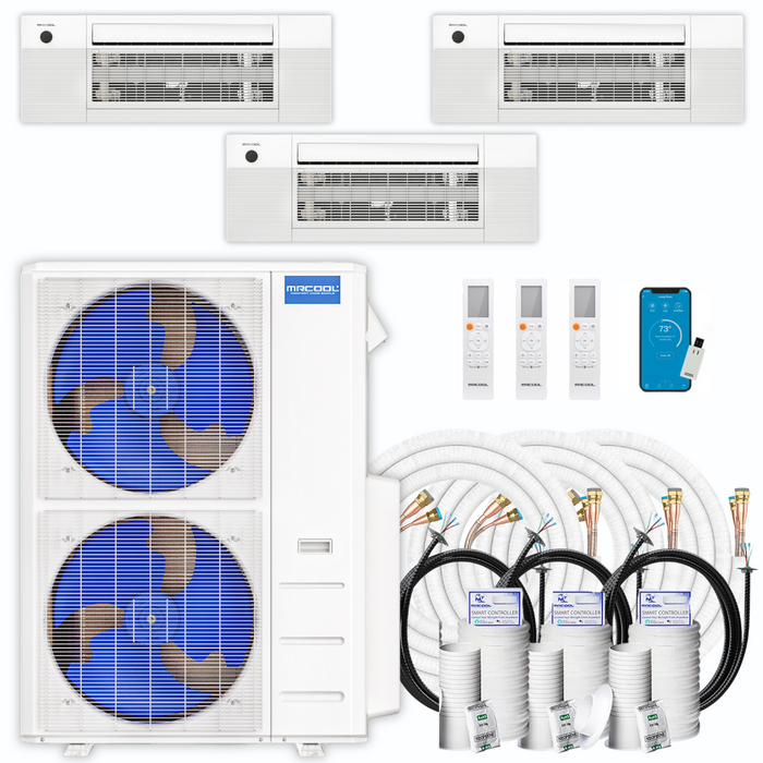 MRCOOL DIY Mini Split - 42,000 BTU 3 Zone Ceiling Cassette Ductless Air Conditioner and Heat Pump with 25 ft. Install Kit, DIYM348HPC00C28