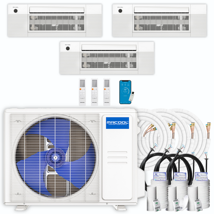 MRCOOL DIY Mini Split - 33,000 BTU 3 Zone Ceiling Cassette Ductless Air Conditioner and Heat Pump with 25 ft. Install Kit, DIYM336HPC03C28