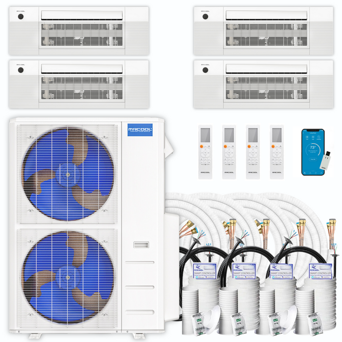 MRCOOL DIY Mini Split - 45,000 BTU 4 Zone Ceiling Cassette Ductless Air Conditioner and Heat Pump with 16 ft. Install Kit, DIYM448HPC05C00