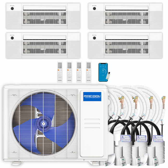 MRCOOL DIY Mini Split - 36,000 BTU 4 Zone Ceiling Cassette Ductless Air Conditioner and Heat Pump with 25 ft. Install Kit, DIYM436HPC00C84