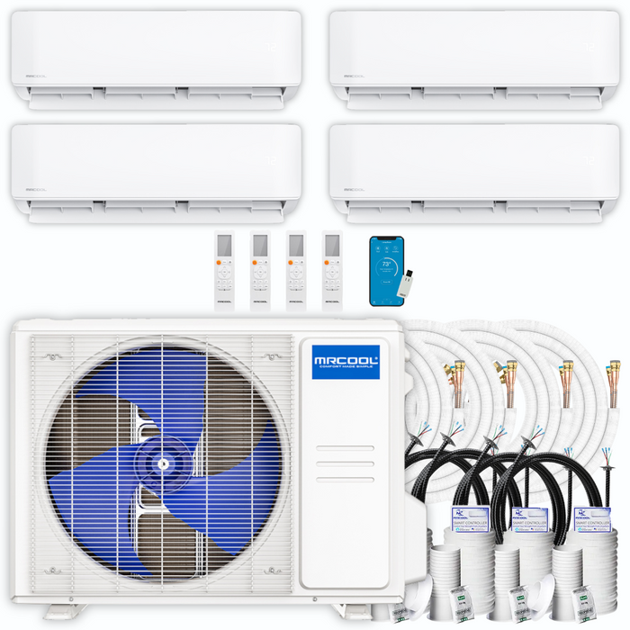 MRCOOL DIY Mini Split - 42,000 BTU 4 Zone Ductless Air Conditioner and Heat Pump with 35 ft. Install Kit, DIYM436HPW02C140