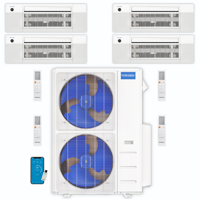 MRCOOL DIY Mini Split - 42,000 BTU 4 Zone Ceiling Cassette Ductless Air Conditioner and Heat Pump, DIY-BC-448HP09091212