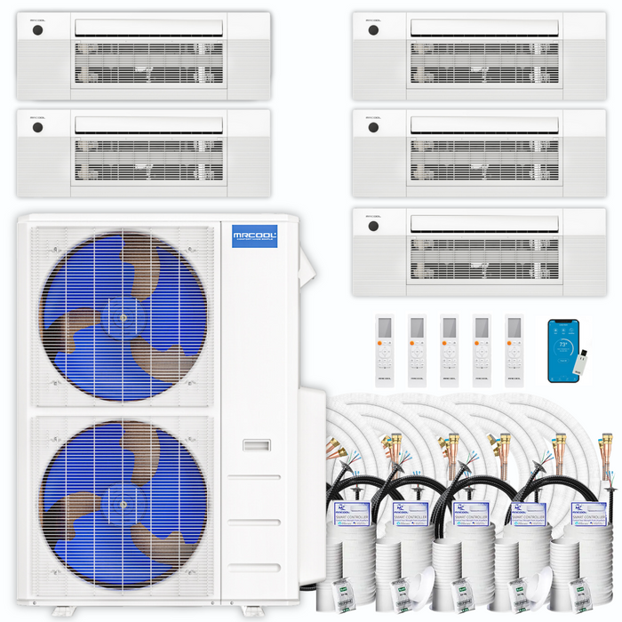 MRCOOL DIY Mini Split - 48,000 BTU 5 Zone Ceiling Cassette Ductless Air Conditioner and Heat Pump with 25 ft. Install Kit, DIYM548HPC01C210