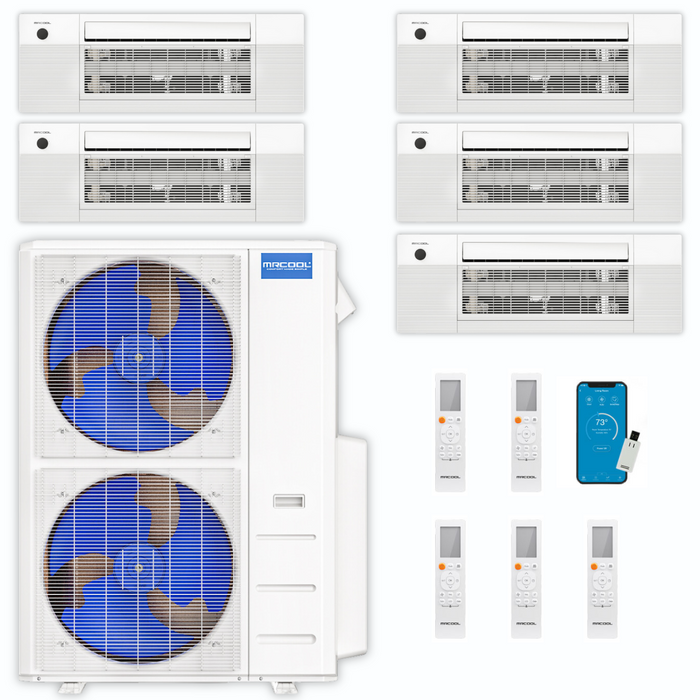 MRCOOL DIY Mini Split - 48,000 BTU 5 Zone Ceiling Cassette Ductless Air Conditioner and Heat Pump, DIY-BC-548HP0909090912