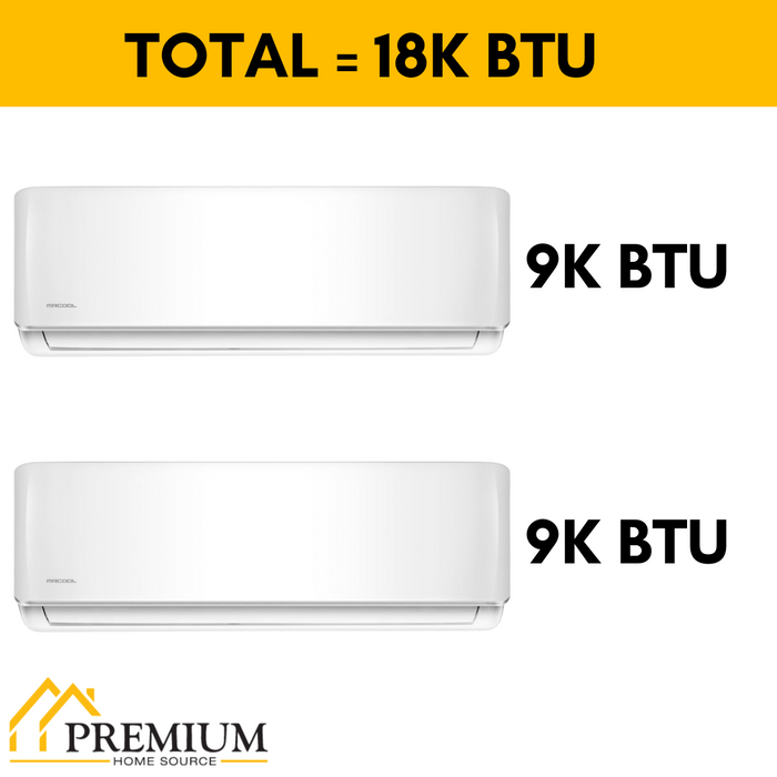 MRCOOL DIY Mini Split - 18,000 BTU 2 Zone Ductless Air Conditioner and Heat Pump with 16 ft. and 50 ft. Install Kit, DIYM218HPW00C04