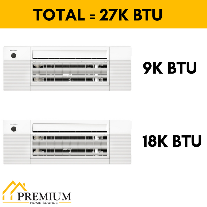 MRCOOL DIY Mini Split - 27,000 BTU 2 Zone Ceiling Cassette Ductless Air Conditioner and Heat Pump, DIY-BC-227HP0918