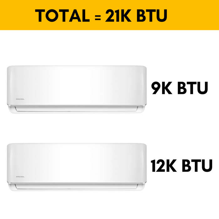 MRCOOL DIY Mini Split - 21,000 BTU 2 Zone Ductless Air Conditioner and Heat Pump with 16 ft. and 25 ft. Install Kit, DIYM227HPW00C01