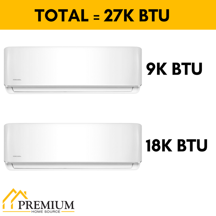 MRCOOL DIY Mini Split - 27,000 BTU 2 Zone Ductless Air Conditioner and Heat Pump with 16 ft. Install Kit, DIYM227HPW01C00