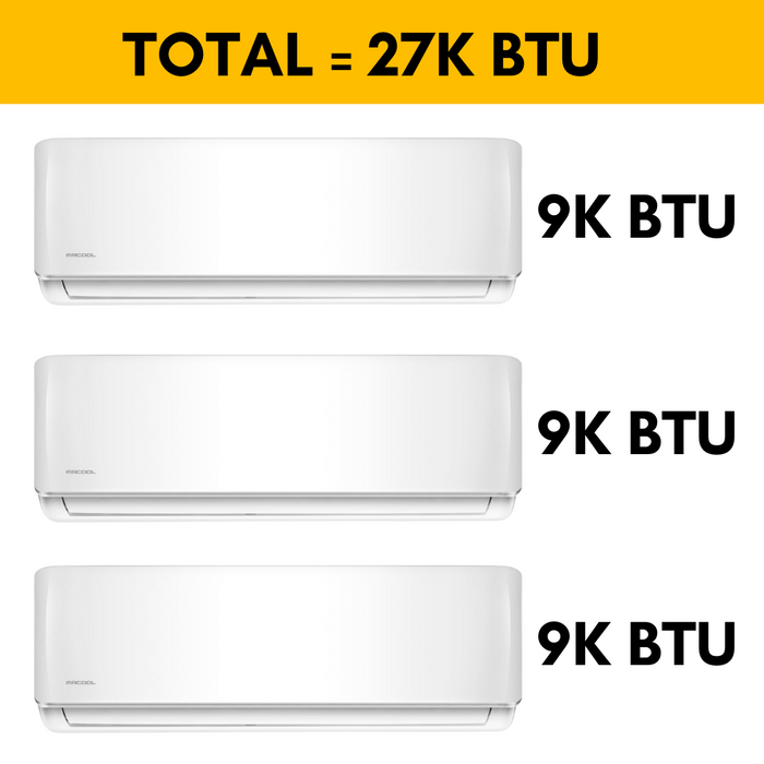 MRCOOL DIY Mini Split - 27,000 BTU 3 Zone Ductless Air Conditioner and Heat Pump with 16 ft. Install Kit, DIYM336HPW00C00