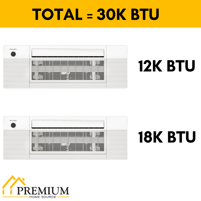 MRCOOL DIY Mini Split - 30,000 BTU 2 Zone Ceiling Cassette Ductless Air Conditioner and Heat Pump, DIY-BC-236HP1218