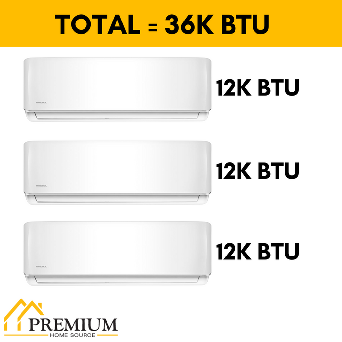 MRCOOL DIY Mini Split - 36,000 BTU 3 Zone Ductless Air Conditioner and Heat Pump with 35 ft. Install Kit, DIYM336HPW06C49