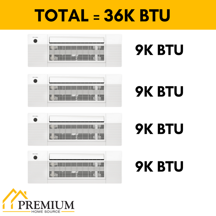 MRCOOL DIY Mini Split - 36,000 BTU 4 Zone Ceiling Cassette Ductless Air Conditioner and Heat Pump with 25 ft. Install Kit, DIYM436HPC00C84