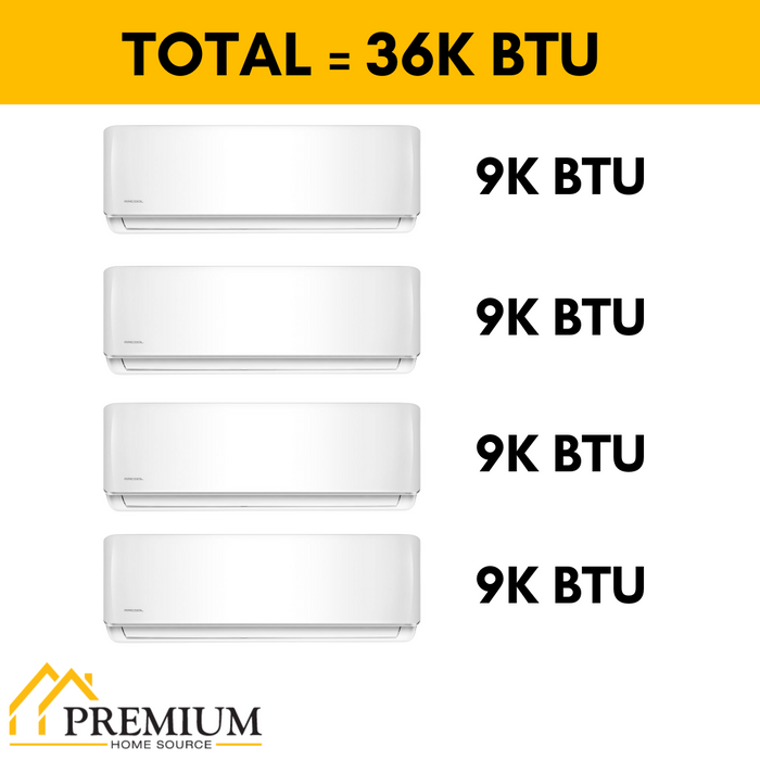 MRCOOL DIY Mini Split - 36,000 BTU 4 Zone Ductless Air Conditioner and Heat Pump, DIY-B-436HP09090909