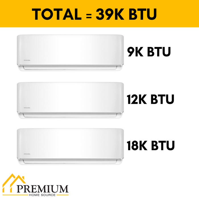 MRCOOL DIY Mini Split - 39,000 BTU 3 Zone Ductless Air Conditioner and Heat Pump with 16 ft. Install Kit, DIYM336HPW05C00