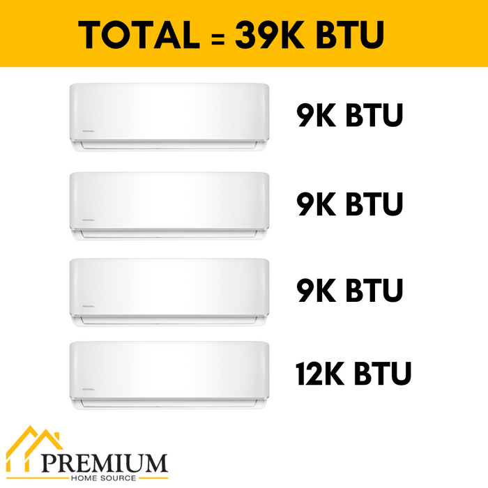 MRCOOL DIY Mini Split - 39,000 BTU 4 Zone Ductless Air Conditioner and Heat Pump, DIY-B-448HP09090912