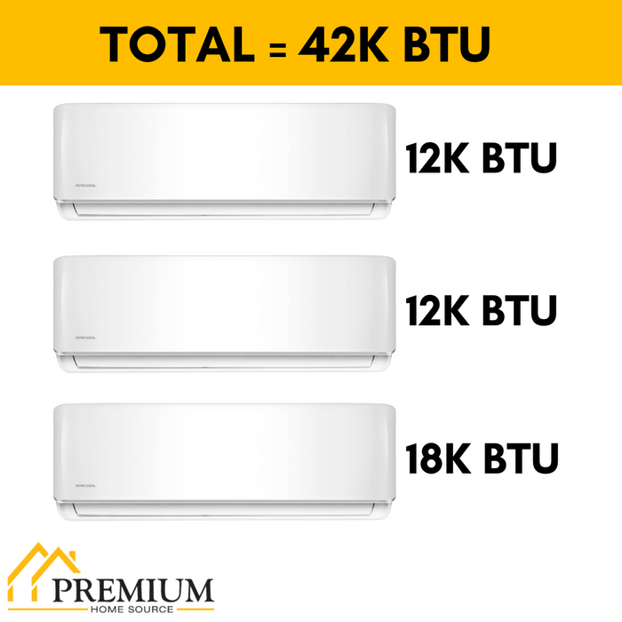 MRCOOL DIY Mini Split - 42,000 BTU 3 Zone Ductless Air Conditioner and Heat Pump, DIY-B-336HP121218