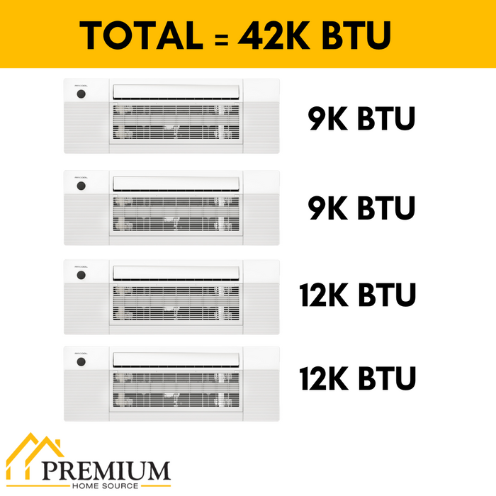 MRCOOL DIY Mini Split - 42,000 BTU 4 Zone Ceiling Cassette Ductless Air Conditioner and Heat Pump, DIY-BC-448HP09091212