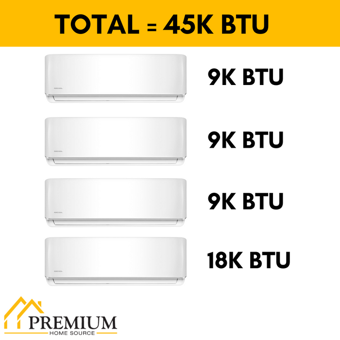 MRCOOL DIY Mini Split - 45,000 BTU 4 Zone Ductless Air Conditioner and Heat Pump, DIY-B-448HP09090918