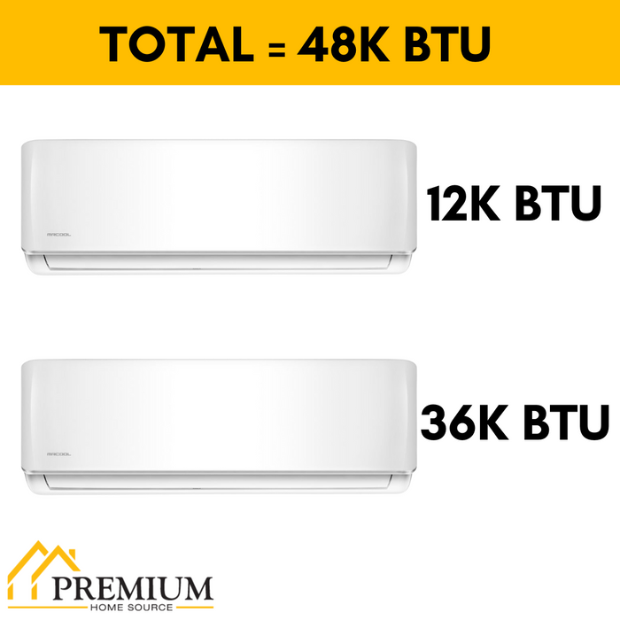MRCOOL DIY Mini Split - 48,000 BTU 2 Zone Ductless Air Conditioner and Heat Pump with 25 ft. Install Kit, DIYM248HPW03C08