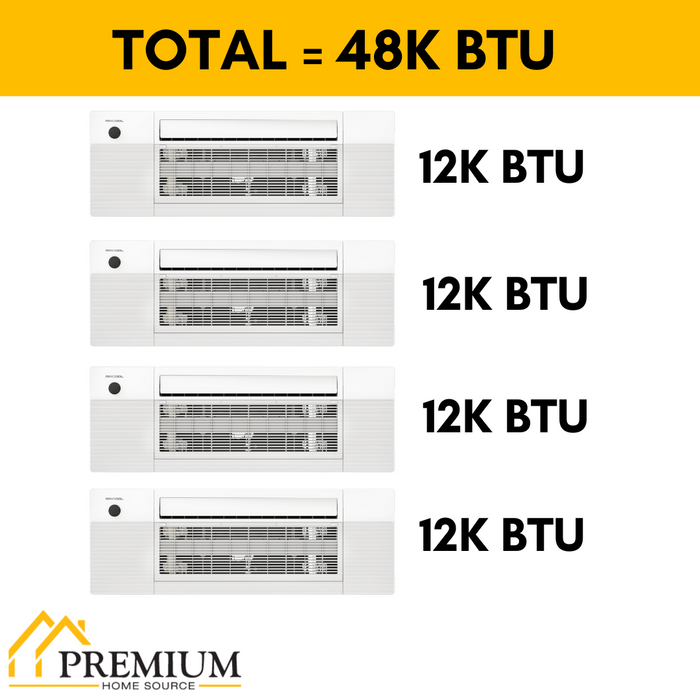 MRCOOL DIY Mini Split - 48,000 BTU 4 Zone Ceiling Cassette Ductless Air Conditioner and Heat Pump with 16 ft. Install Kit, DIYM448HPC04C00