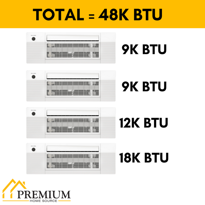MRCOOL DIY Mini Split - 48,000 BTU 4 Zone Ceiling Cassette Ductless Air Conditioner and Heat Pump with 25 ft. Install Kit, DIYM448HPC03C84