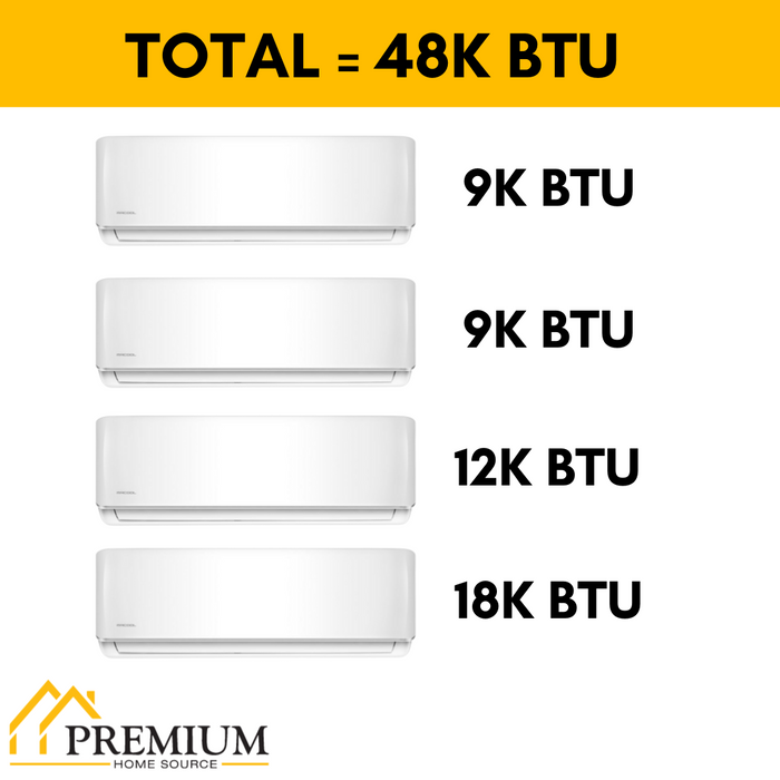 MRCOOL DIY Mini Split - 48,000 BTU 4 Zone Ductless Air Conditioner and Heat Pump, DIY-B-448HP09091218