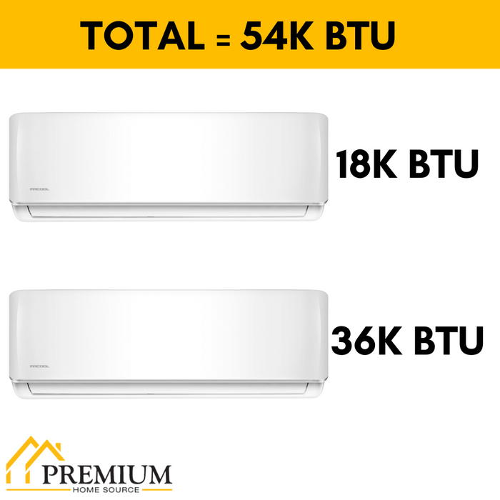 MRCOOL DIY Mini Split - 54,000 BTU 2 Zone Ductless Air Conditioner and Heat Pump, DIY-B-248HP1836