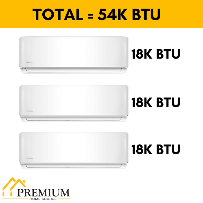 MRCOOL DIY Mini Split - 54,000 BTU 3 Zone Ductless Air Conditioner and Heat Pump, DIY-B-348HP181818