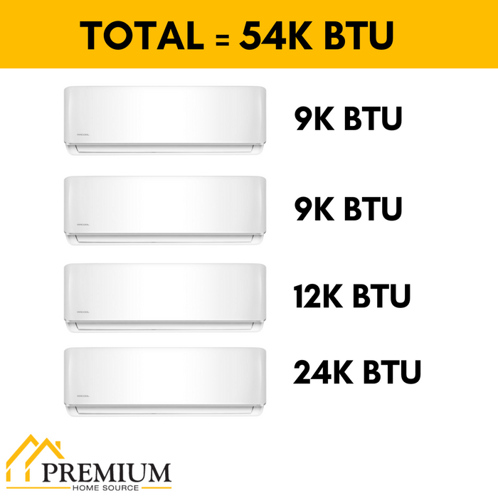 MRCOOL DIY Mini Split - 54,000 BTU 4 Zone Ductless Air Conditioner and Heat Pump with 25 ft. Install Kit, DIYM448HPW09C112