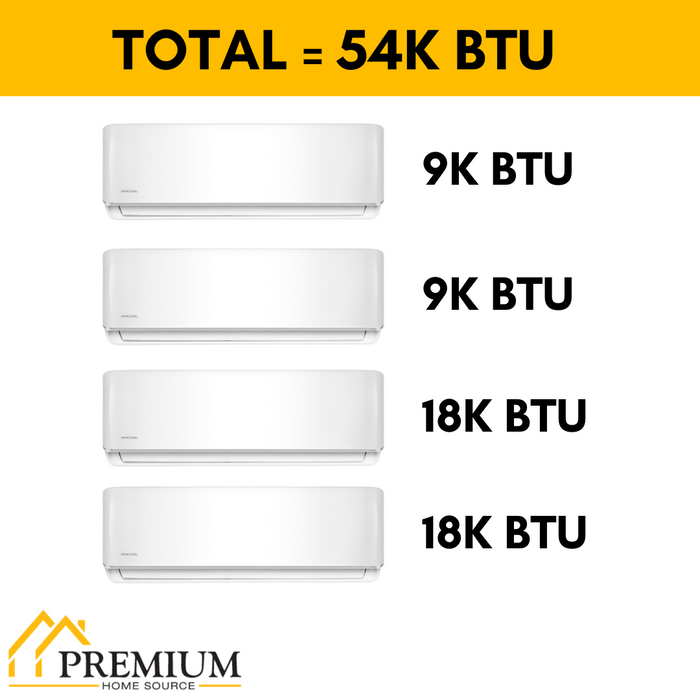MRCOOL DIY Mini Split - 54,000 BTU 4 Zone Ductless Air Conditioner and Heat Pump with 50 ft. Install Kit, DIYM448HPW07C194