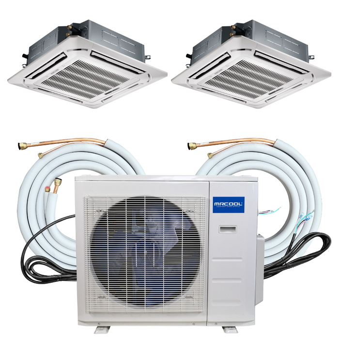 MRCOOL Olympus Mini Split - 24K BTU 2 Zone Ductless Ceiling Cassette, Heat Pump and 16 ft. Flared Lineset, OLY27-C-2-12-16