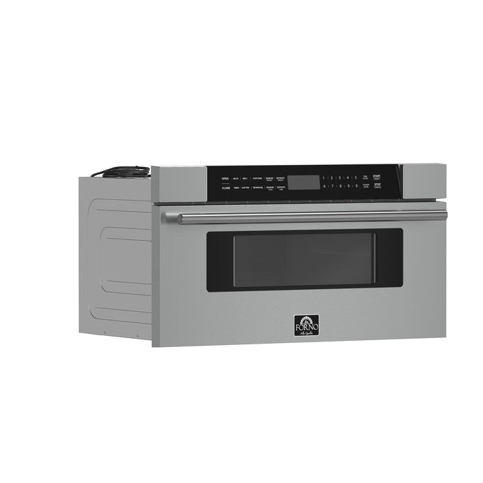 Forno Espresso 30" Built-In Microwave Drawer in Stainless Steel with Silver Handles, FMWDR3000-30