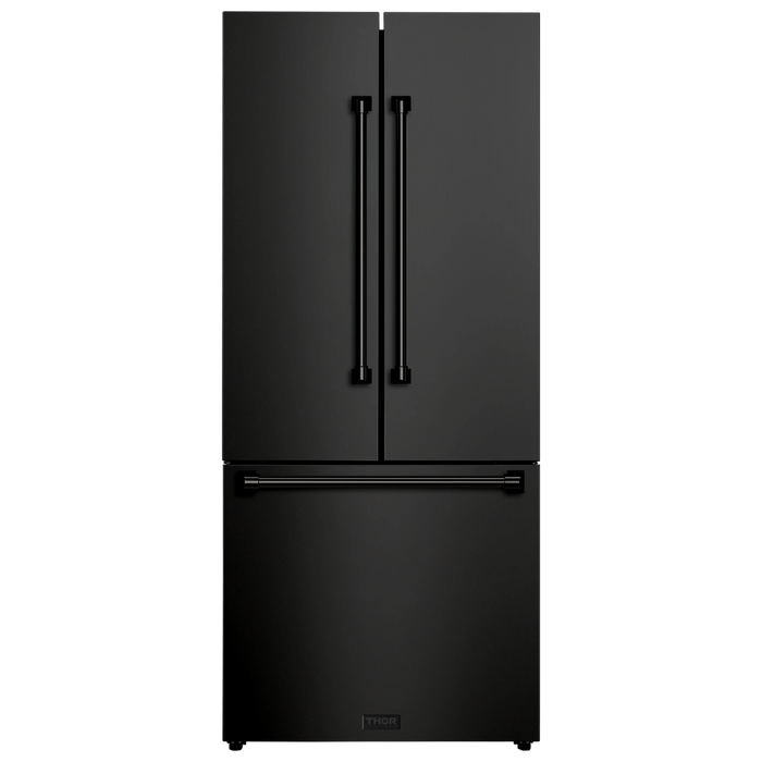 Thor Kitchen Gordon Ramsay Series 30-Inch 17.5 cu ft French Door Counter Depth Refrigerator with Ice Maker in Black (RF3017FFD00)