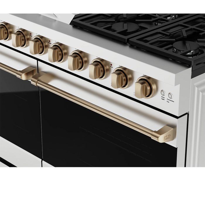 Thor Kitchen Gordon Ramsay Series 48-Inch Professional Gas Range with Double Oven in Stainless Steel with Bronze Trim (RSG48E-BRZ)