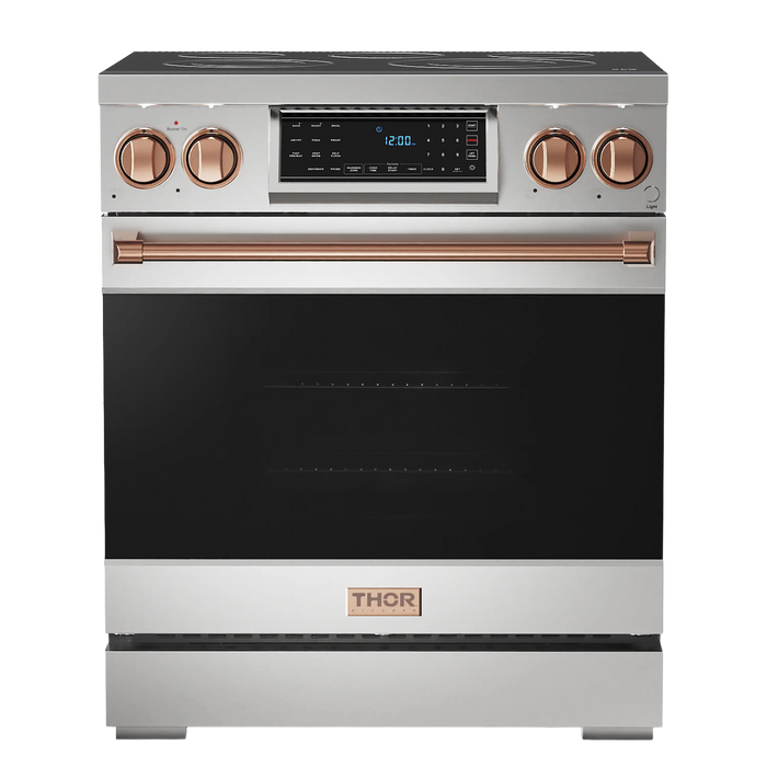 Thor Kitchen Gordon Ramsay Series 30-Inch Professional Electric Range with Tilt Panel Touch Control in Stainless Steel with Rose Gold Trim (RSE30-RSG)