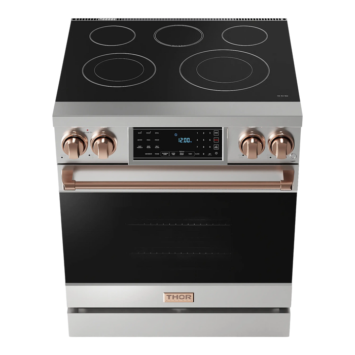 Thor Kitchen Gordon Ramsay Series 30-Inch Professional Electric Range with Tilt Panel Touch Control in Stainless Steel with Rose Gold Trim (RSE30-RSG)