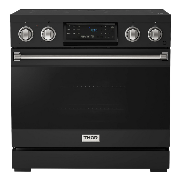 Thor Kitchen Gordon Ramsay Series 36-Inch Professional Electric Range with Tilt Panel Touch Control in Black with Stainless Steel Trim (RSE36B-SS)